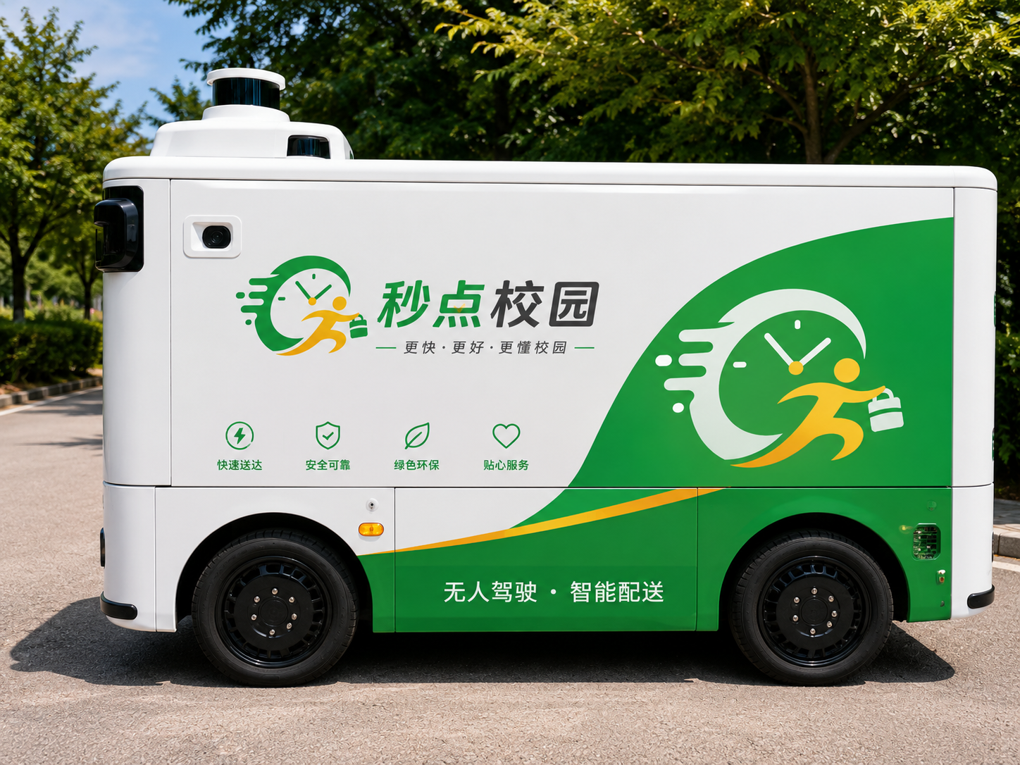 秒点校园无人配送车产品展示